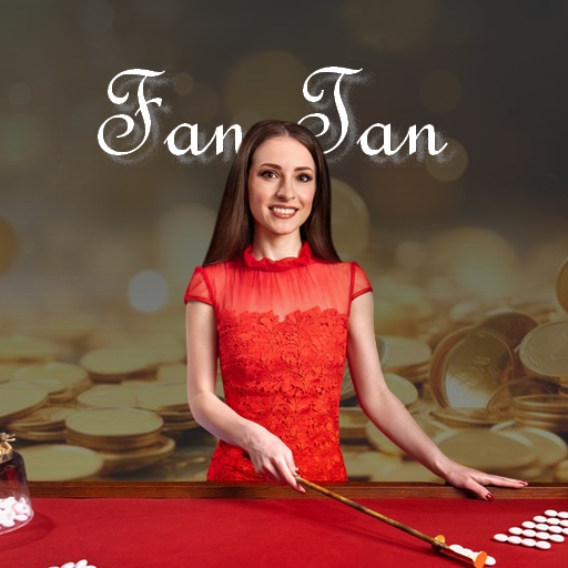 Dealer em uma mesa de Fan Tan, um clássico jogo asiático, usando a vareta para separar as contas e revelar o resultado da aposta em uma partida de cassino ao vivo.