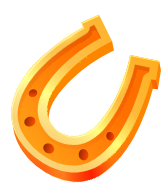 Ícone de uma ferradura de ouro brilhante, utilizada como um símbolo clássico de boa sorte e fortuna em jogos e apostas.