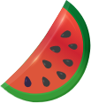 Ícone de uma fatia de melancia, usado como um símbolo clássico de prêmio em jogos de caça-níquel, especialmente em 'fruit machines' (máquinas de frutas).