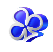 Ícone de um trevo azul brilhante com quatro folhas, representando um símbolo de bônus, scatter ou de alto valor em jogos de slots.