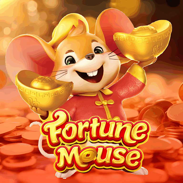 Ícone do jogo de caça-níquel Fortune Mouse, com seu carismático personagem, um rato sorridente segurando lingotes de ouro, simbolizando a prosperidade e os ganhos do popular slot.