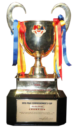 The PBA Commissioner's Cup trophy on display ahead of the 2026 postseason