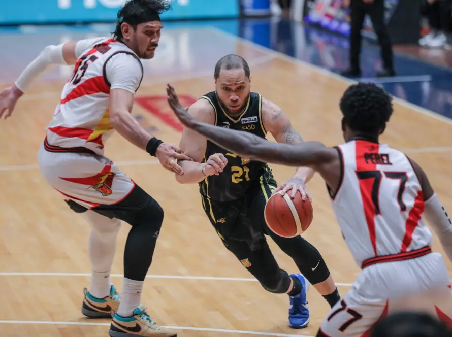 TNT and San Miguel team benches in Game 1