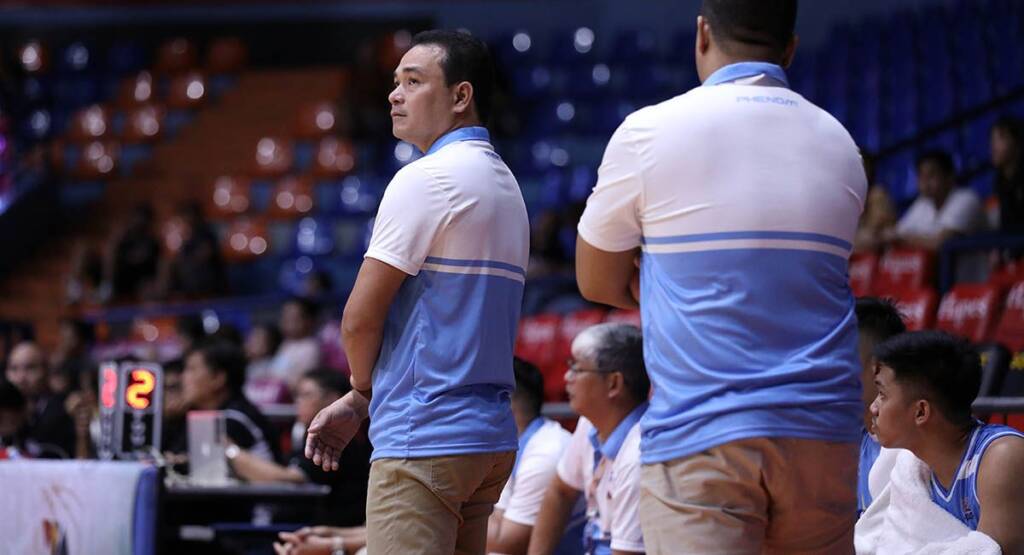 Coach Yong Garcia drawing up a play for the newly loaded 2026 Abra Weavers MPBL roster