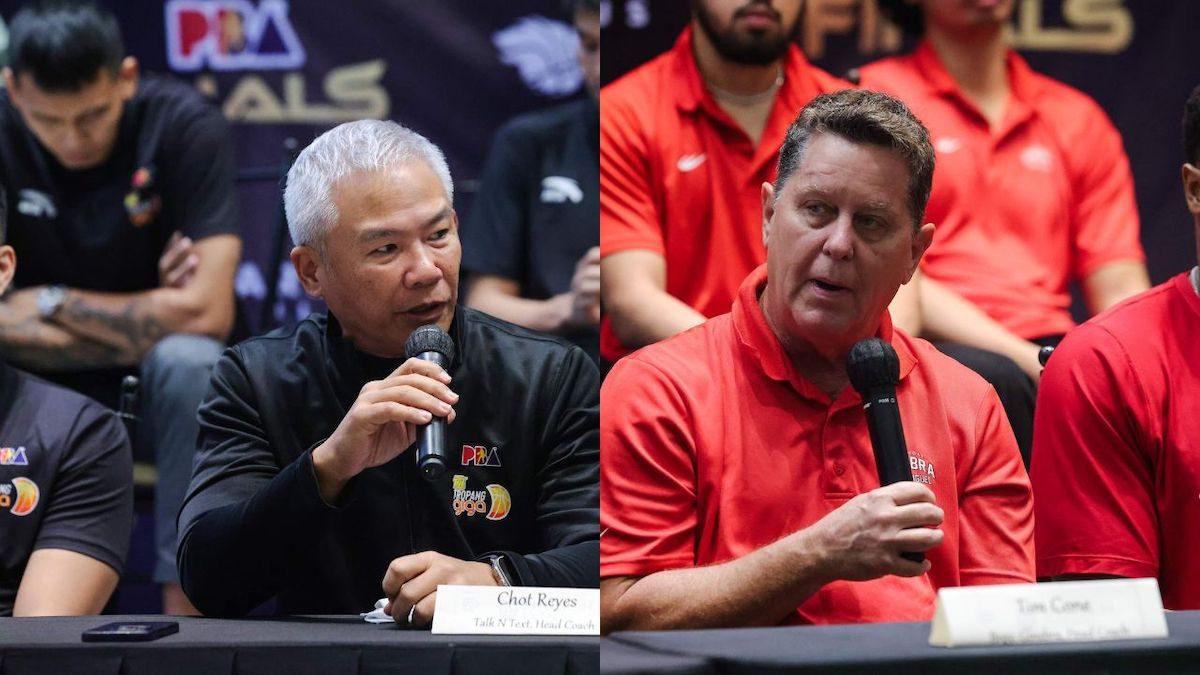 Untitled design - 1 | GGSLOT | Sports & Games News Coaches Tim Cone and Chot Reyes drawing up opening-quarter plays for the do-or-die PBA Finals Game 7 schedule today.