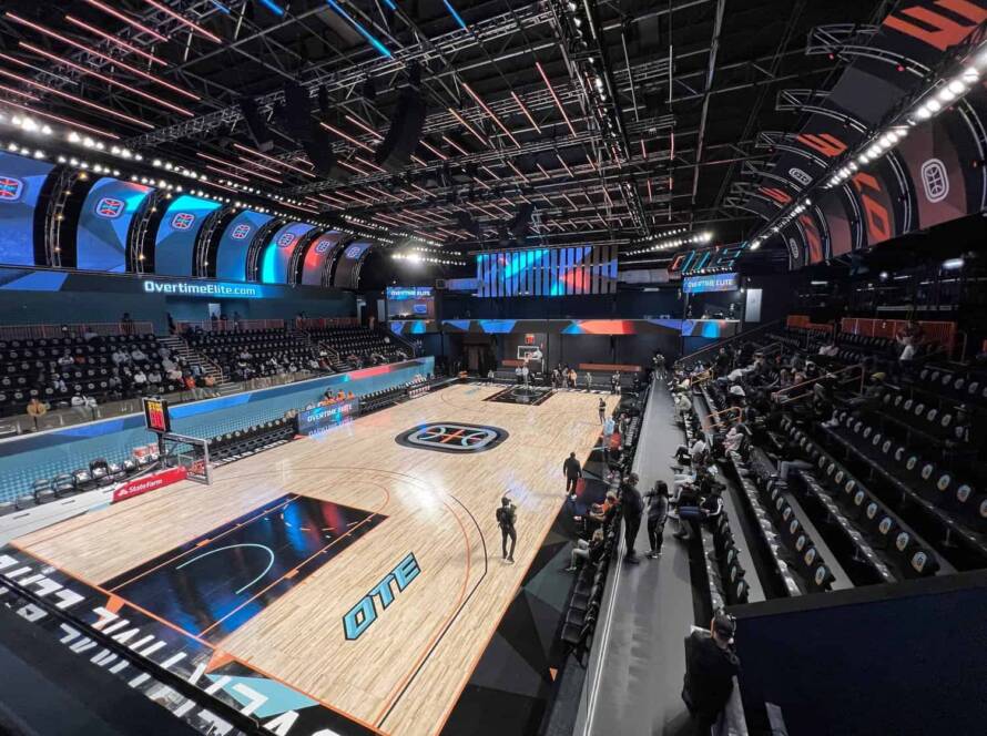 An atmospheric view of an elite professional basketball court during the off-season.