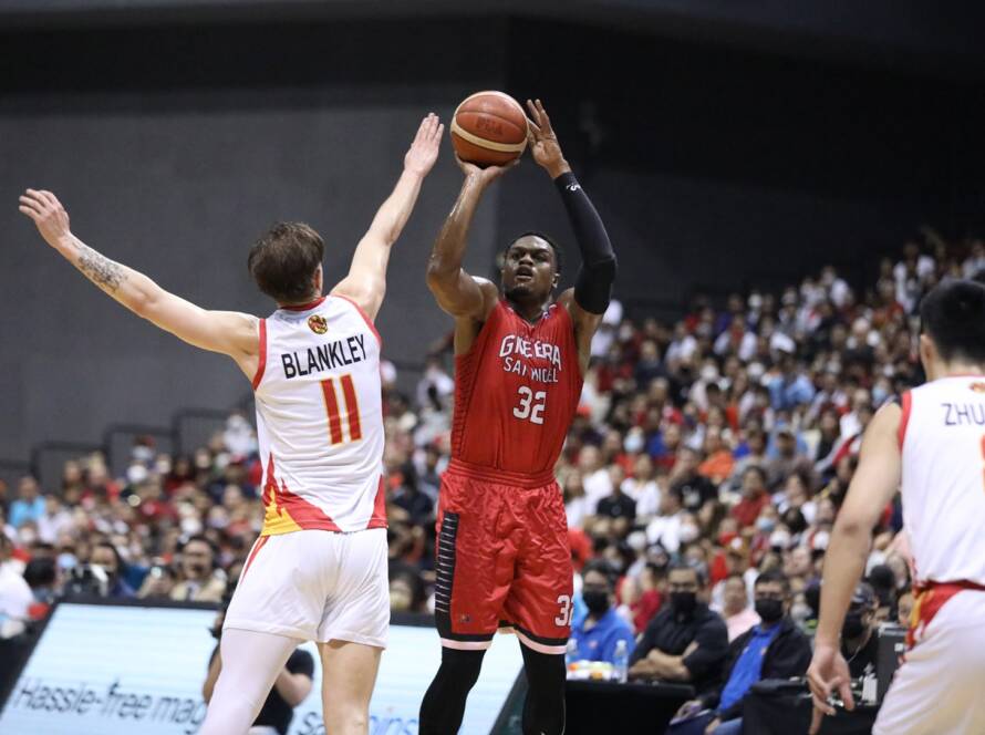 PBA players import being introduced to Filipino basketball fans in arena