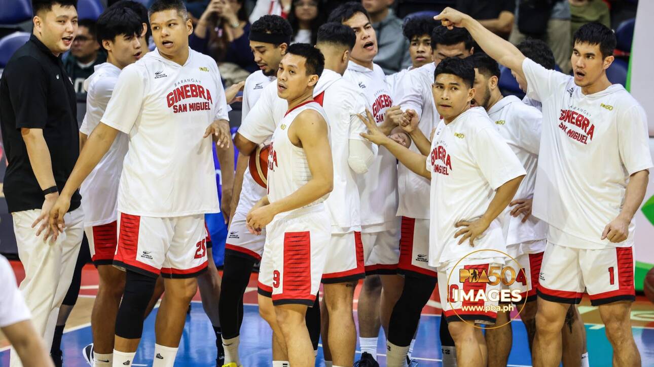 Ginebra players during PBA Governors' Cup game at Smart Araneta Coliseum