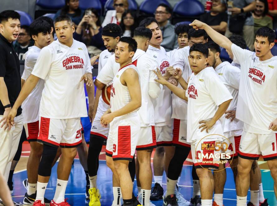 Ginebra players during PBA Governors' Cup game at Smart Araneta Coliseum