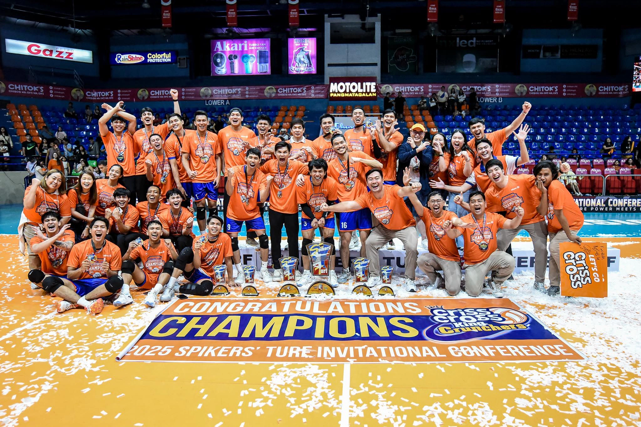filoil-centre-champions-celebration | GGSLOT | Sports & Games News The champions celebrate their hard-fought victory on the hardwood of the Filoil Centre