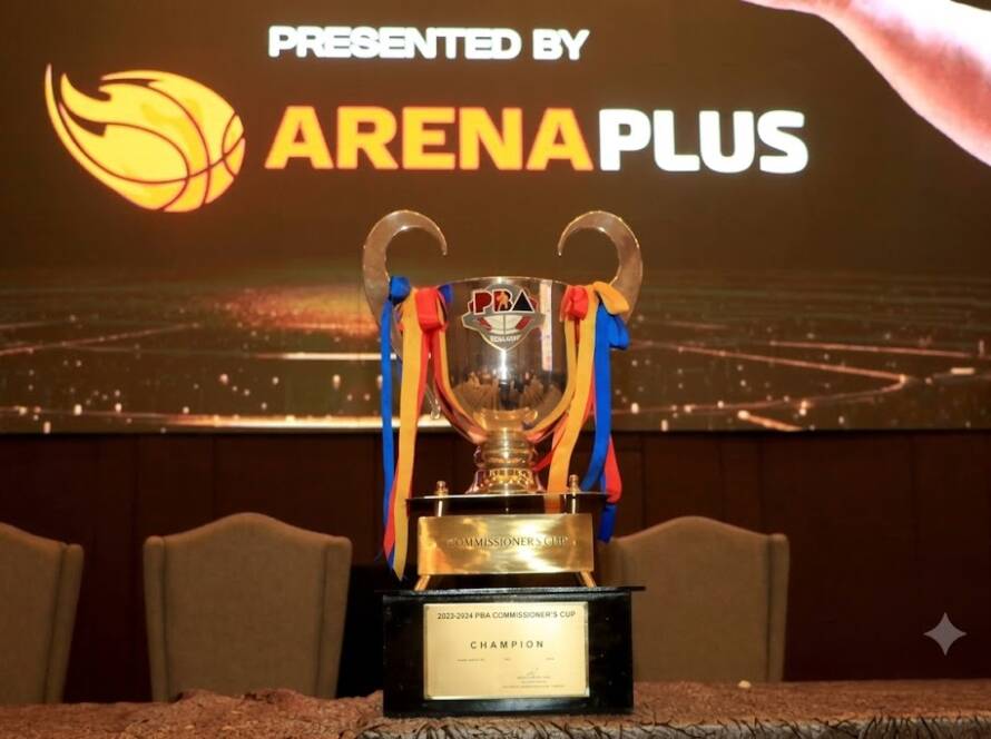 The official PBA Governors' Cup tournament trophy showcased ahead of the opening ceremony.