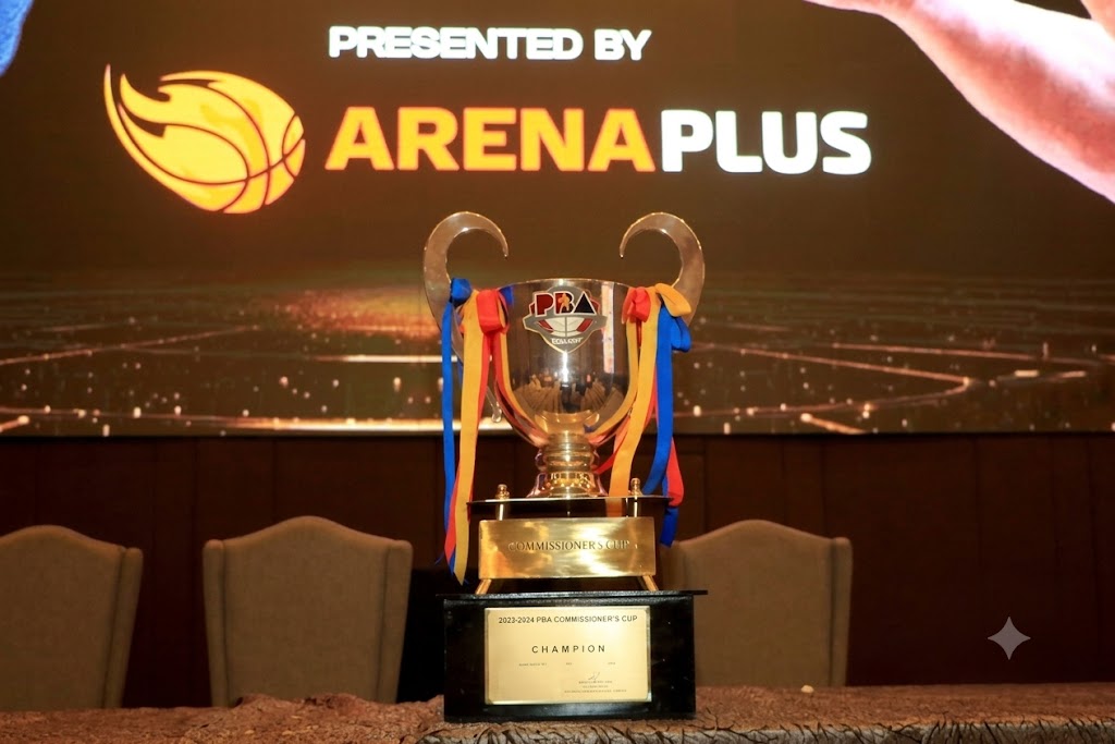 The official PBA Governors' Cup tournament trophy showcased ahead of the opening ceremony.