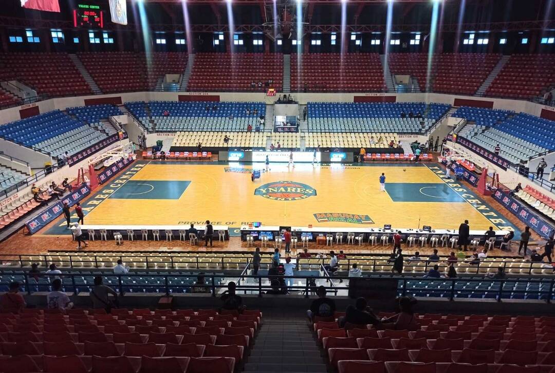 The polished hardwood court at Ynares Center Antipolo ready for PBA action.