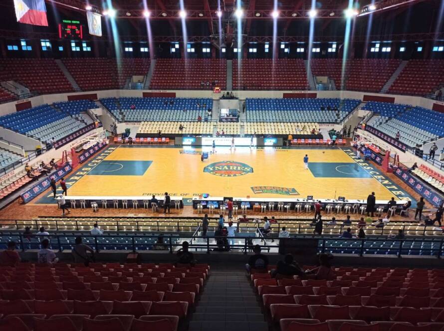 The polished hardwood court at Ynares Center Antipolo ready for PBA action.
